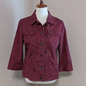 Chico's Snake Print Red Jacket Size 1